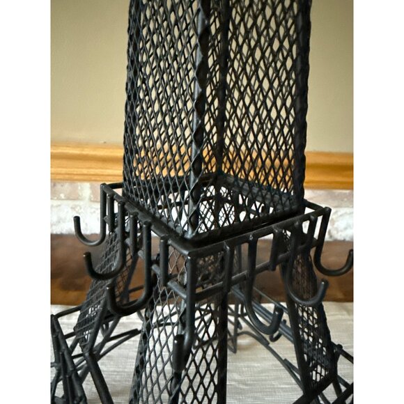 Eiffel Tower Metal Jewelry Holder With Multiple Hooks For Earrings & Necklaces - Picture 4 of 12